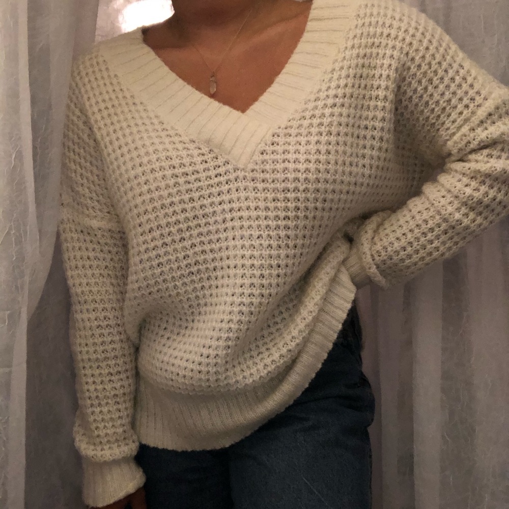 Waffle knit sweater